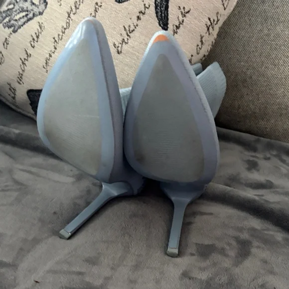 Steve Madden Light Blue Rhinestone Knit Sock Stiletto Boots - Picture 4 of 4